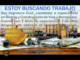 INGENIERO CIVIL, Candidato a especialista en Diseño y Construcción de Vías y Aeropistas