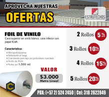 APROVECHA NUESTRA OFERTA EN FOIL DE VINILO