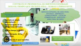 Servicio de aseo y limpieza por horas, días y meses para Empresas y Oficinas