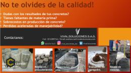 CALIDAD DEL CONCRETO Y SUS MATERIAS PRIMAS.    Pruebas en obra.  Entrenamiento de personal.