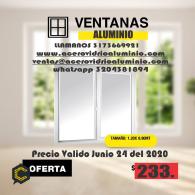 Ventana en Aluminio Mate Corrediza Vidrio Crudo
