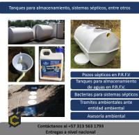 Tanques, plantas de tratamiento de aguas, sistemas sépticos, almacenamiento de agua