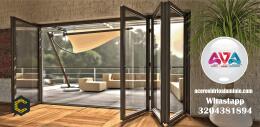 puerta plegable linea europea aluminio y vidrio