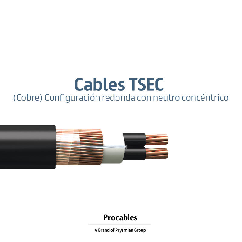 Cables TSEC (Cobre) Conﬁguración redonda con neutro concéntrico