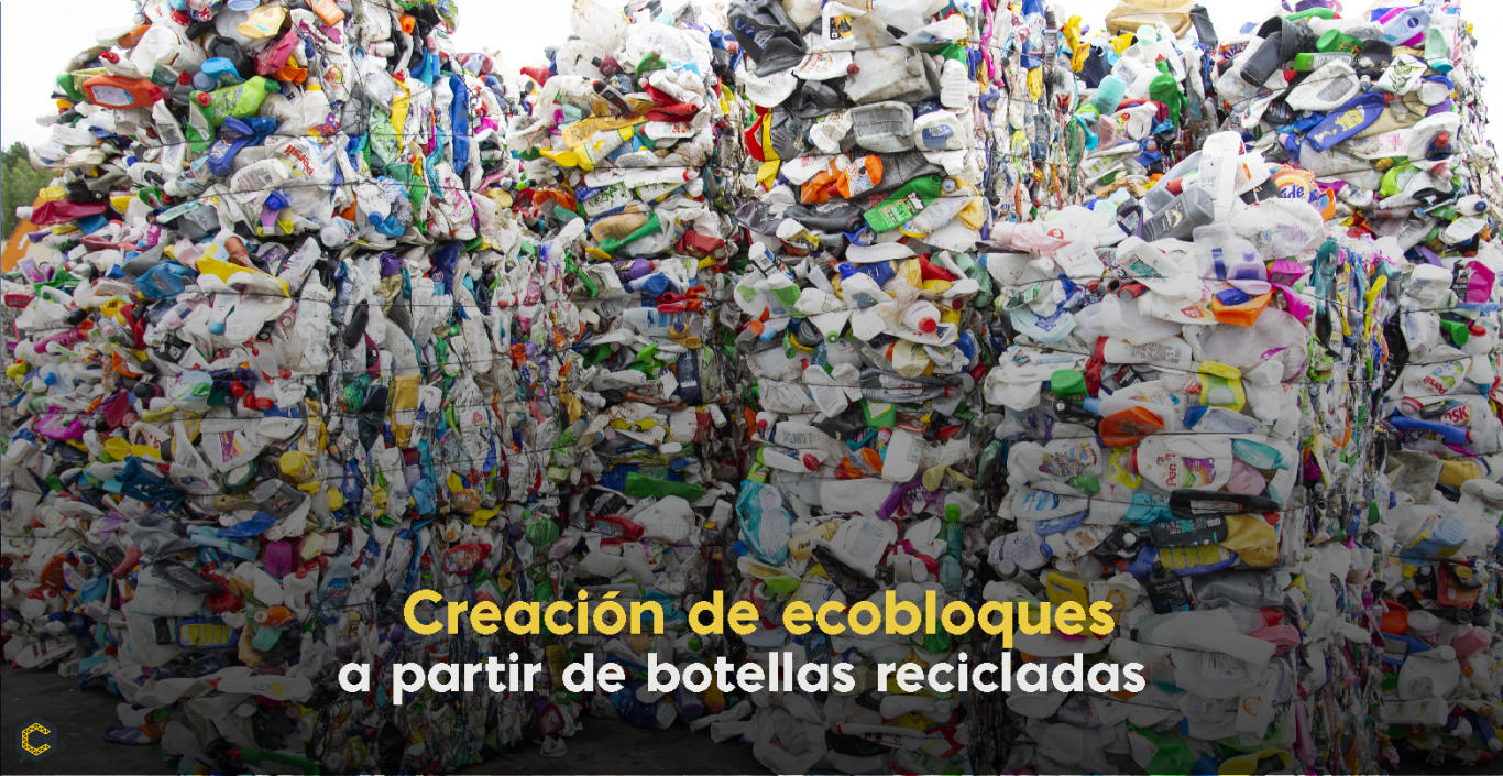 Creación de ecobloques a partir de botellas recicladas