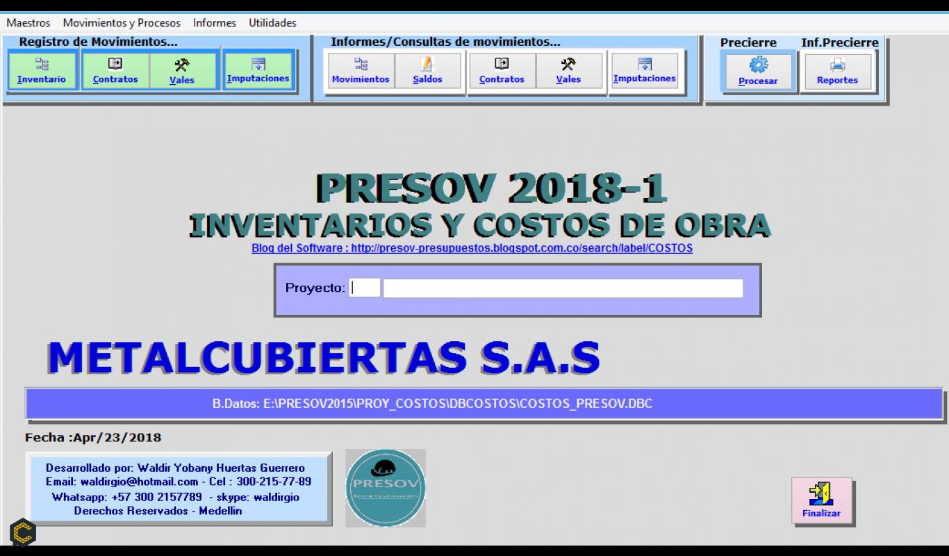 Presov Software para presupuestos y control de costos de obras.