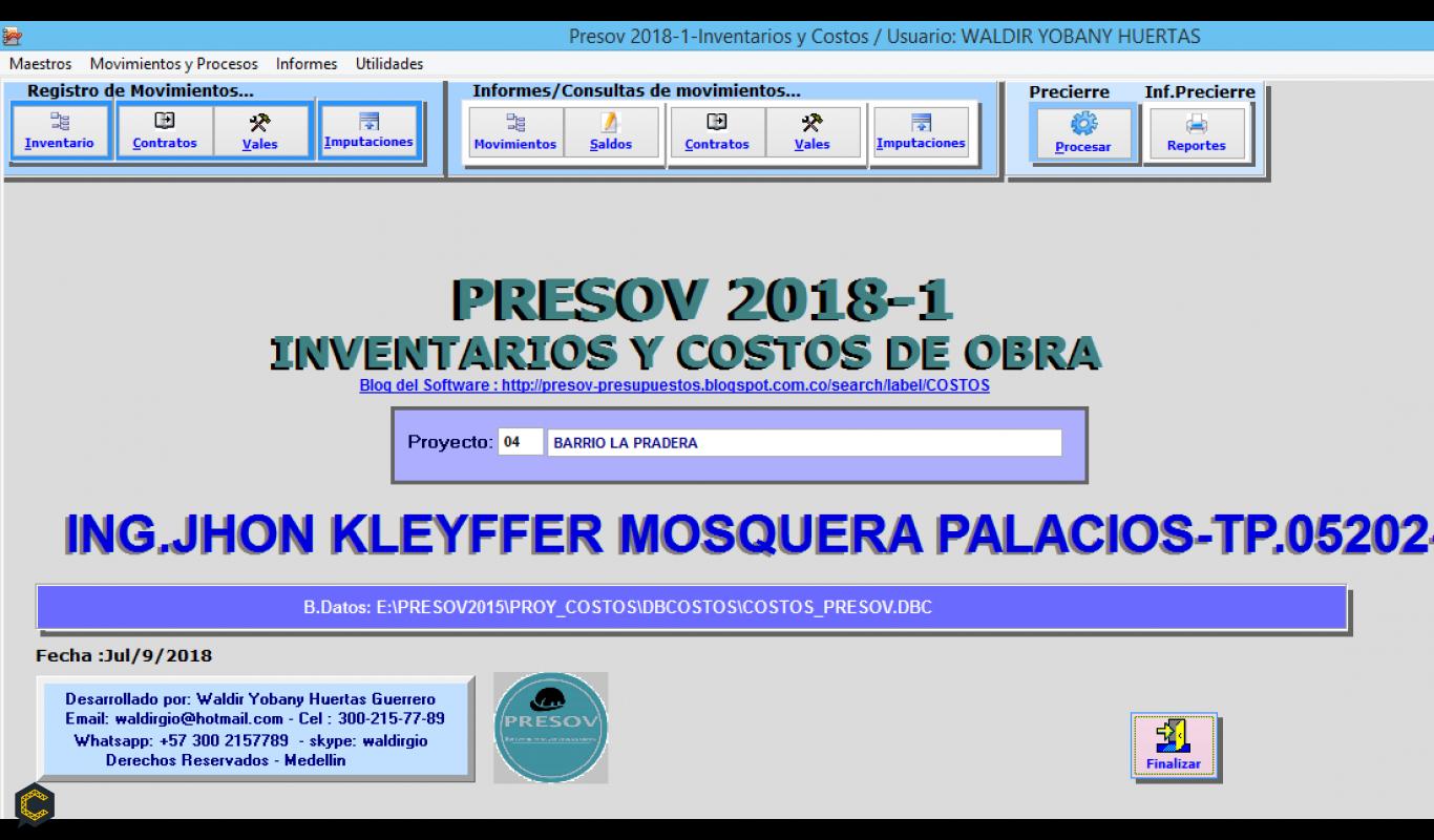 Presov Software para presupuesto y control de costos