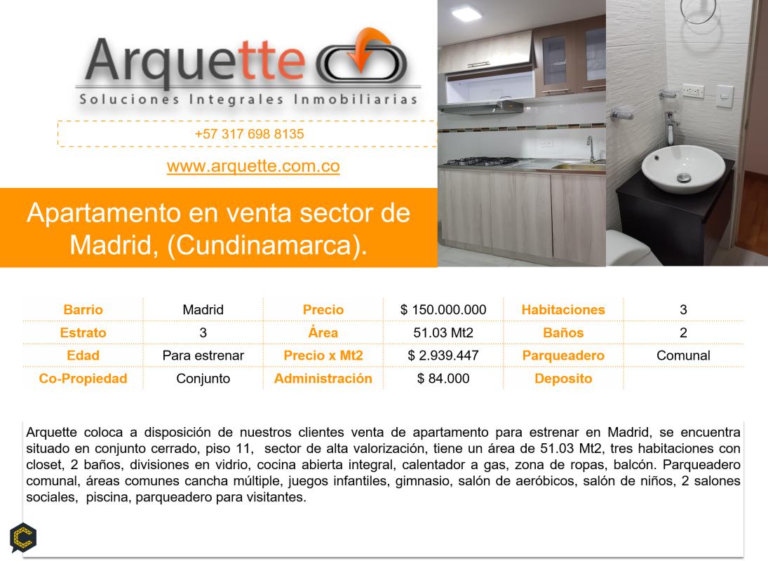 Venta de apartamento en Madrid Cundinamarca