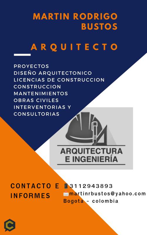 ARQUITECTO CONSTRUCTOR - CONTRATISTA DE OBRAS CIVILES OFRECE SUS SERVICIOS.