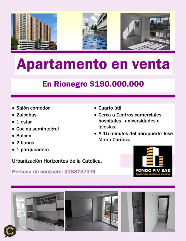 Venta de apartamento en Rionegro-Antioquia