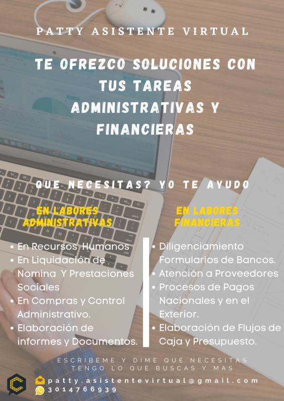 OFREZCO SERVICIOS DE ASISTENCIA VIRTUAL (Administrativo, Recursos Humanos, Nomina, Financiero y Soporte IT)