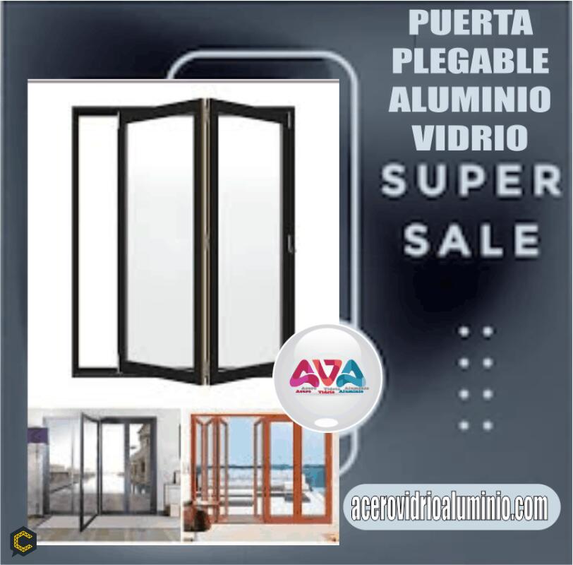 puerta plegable aluminio y vidrio serie nacional o europea