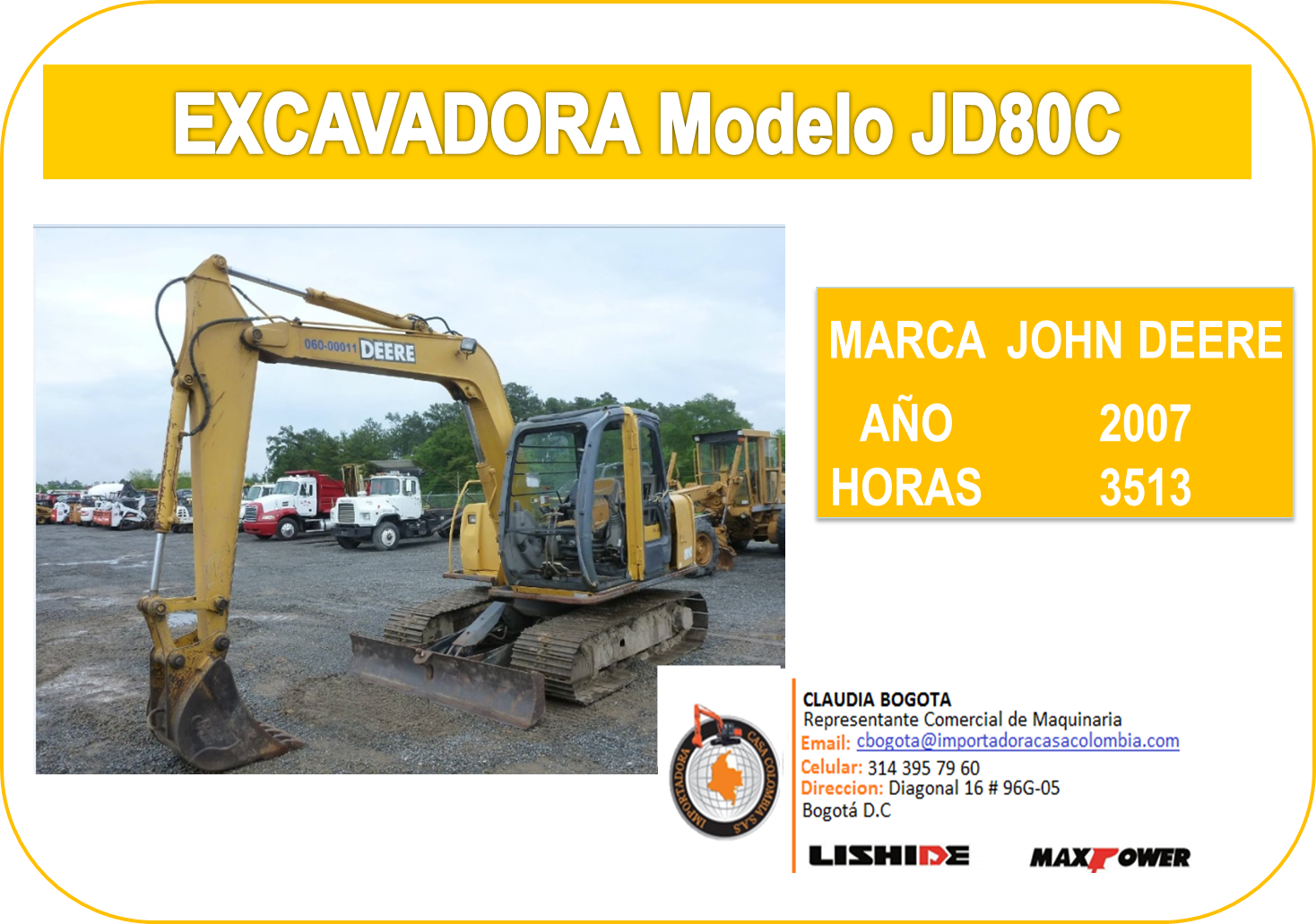 Vendo Excavadora JD80C 